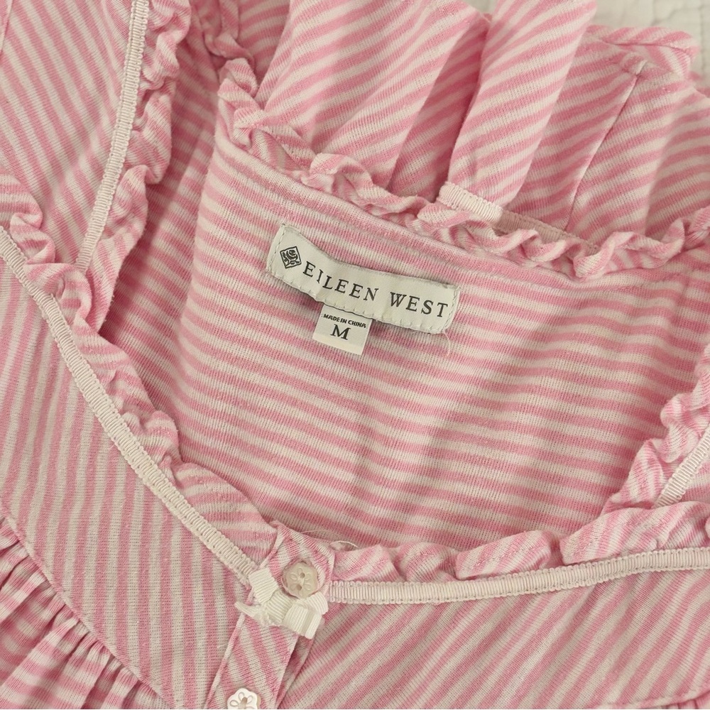 Eileen West Pink and White Striped Nightgown